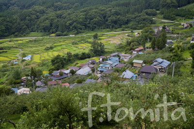初秋の集落と路線バス.jpg